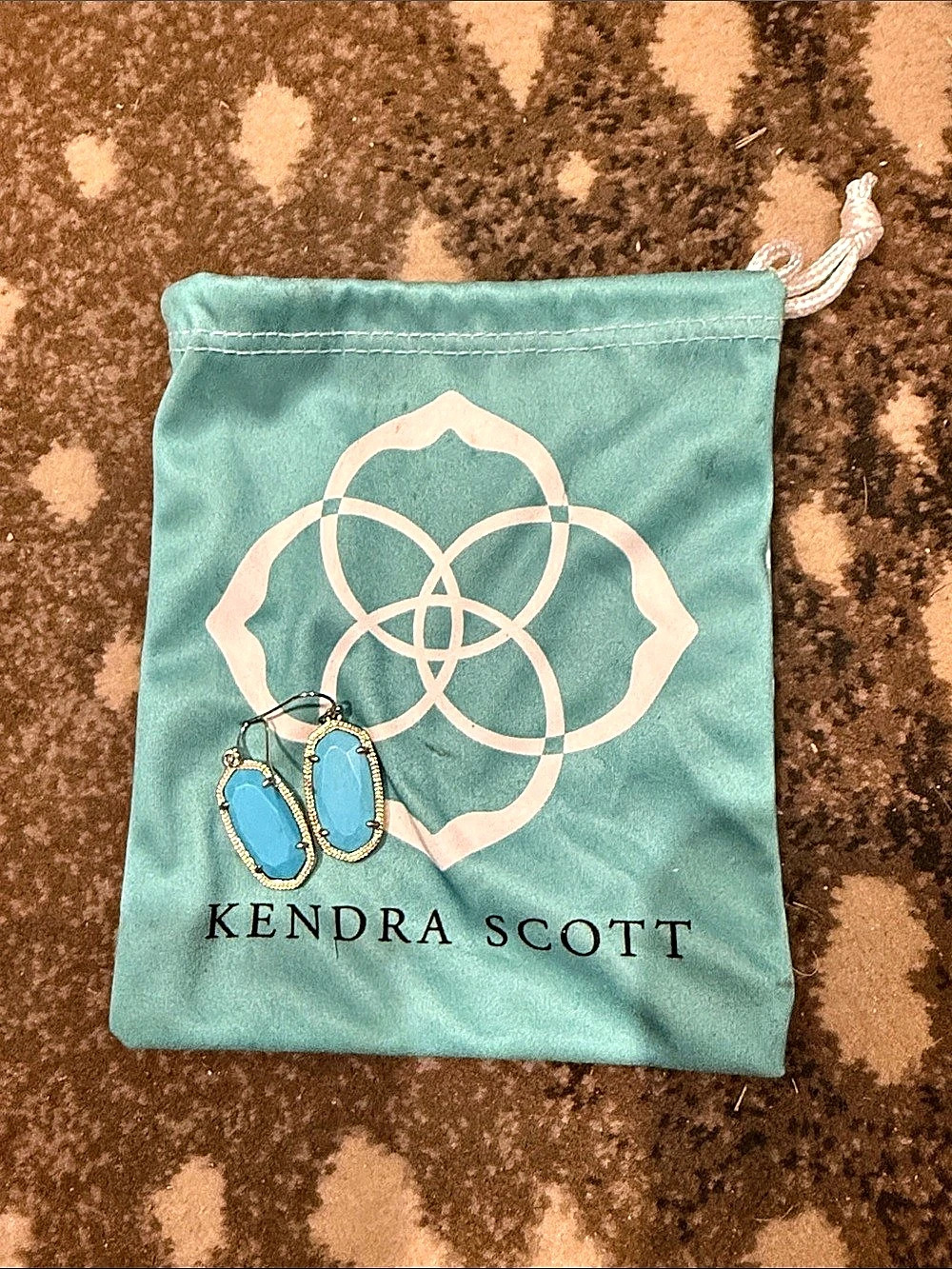 Kendra Scott Elle Gold Drop Earrings Blue & Gold
